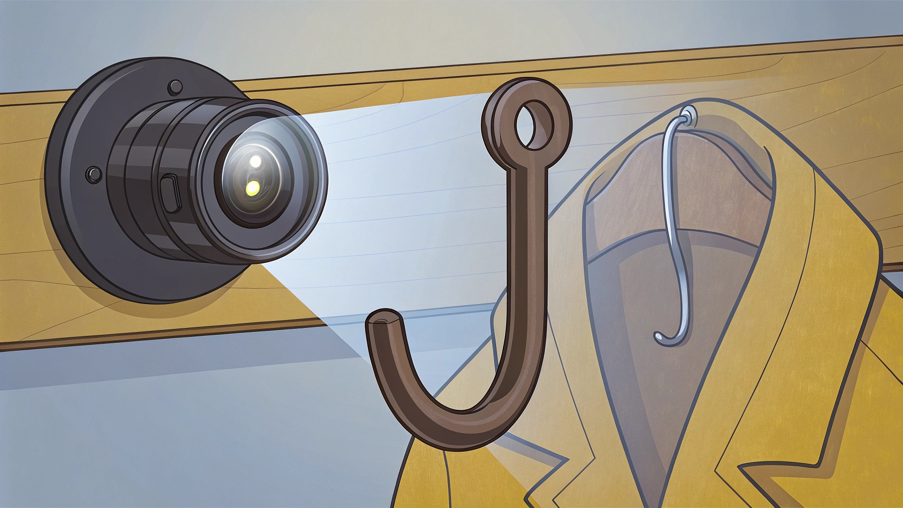 A close-up of a coat hook with a tiny, concealed [camera lens](https://www.youtube.com/watch?v=u3AJ7e55M4Q)<sup id=