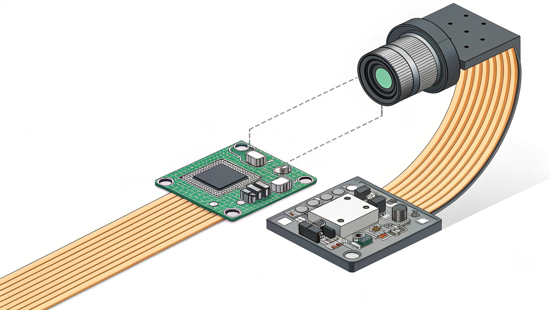 Close-up shot of a flexible flat cable being inserted into a connector socket