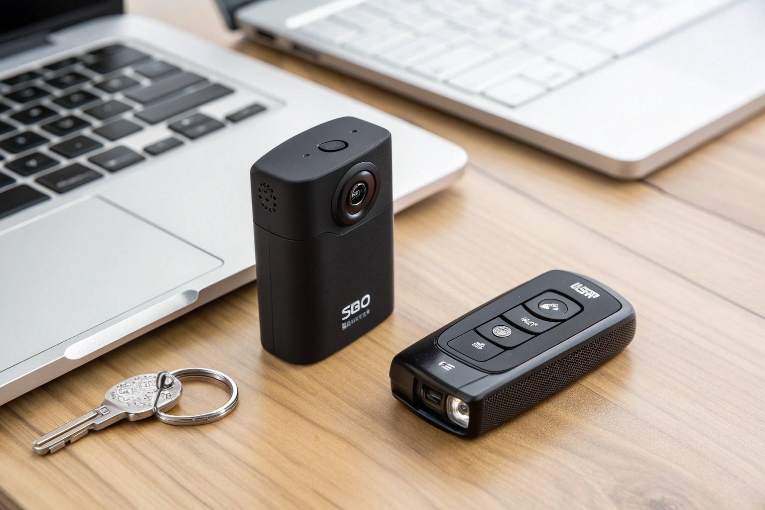 The S80 mini camera with its simple remote control