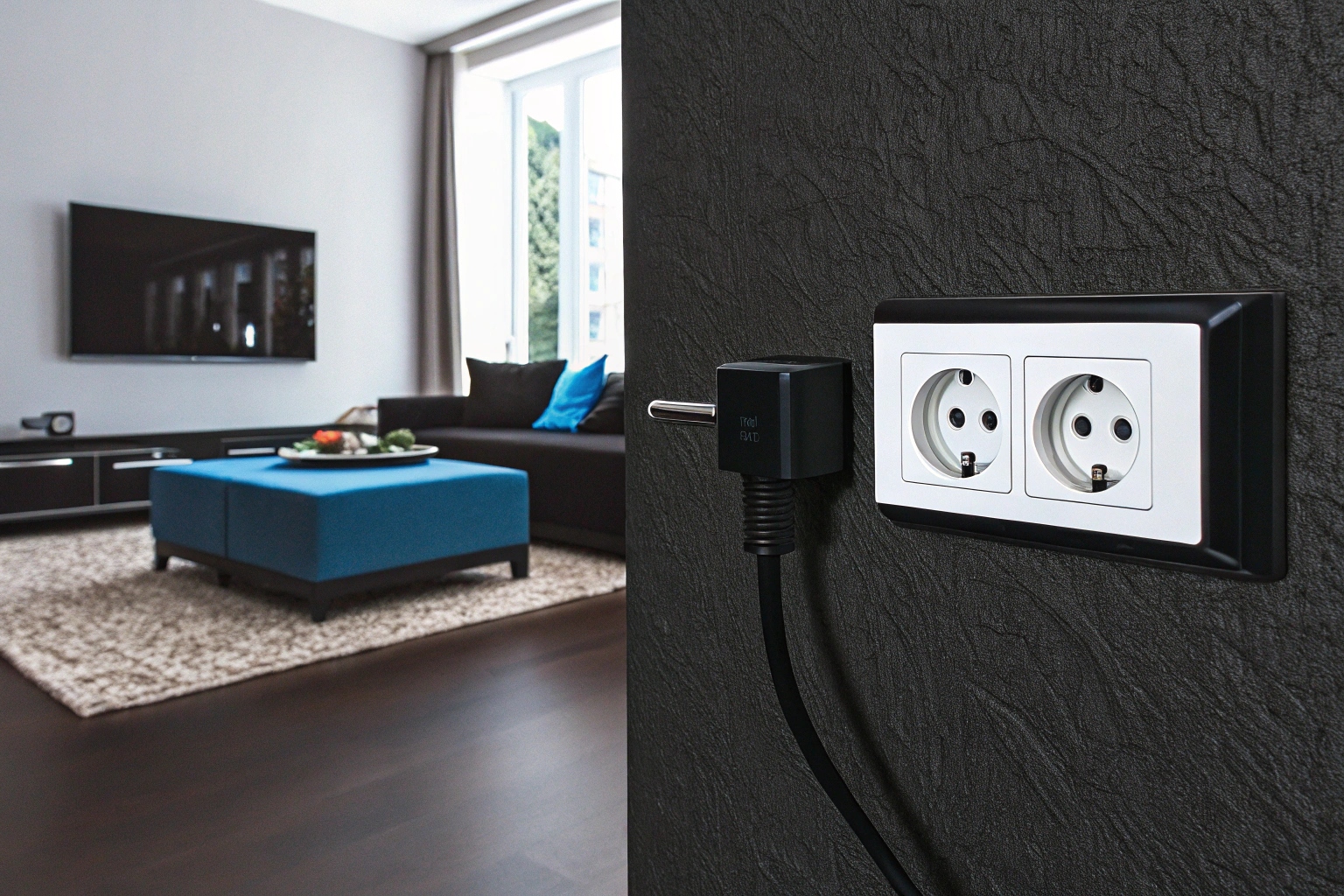 Une caméra cachée dissimulée dans un chargeur de téléphone branché sur une prise murale