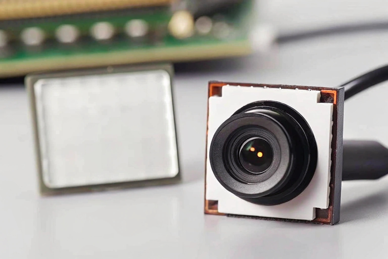 A close-up of a QZT mini spy camera with a small, efficient solar panel attached, highlighting its advanced technology