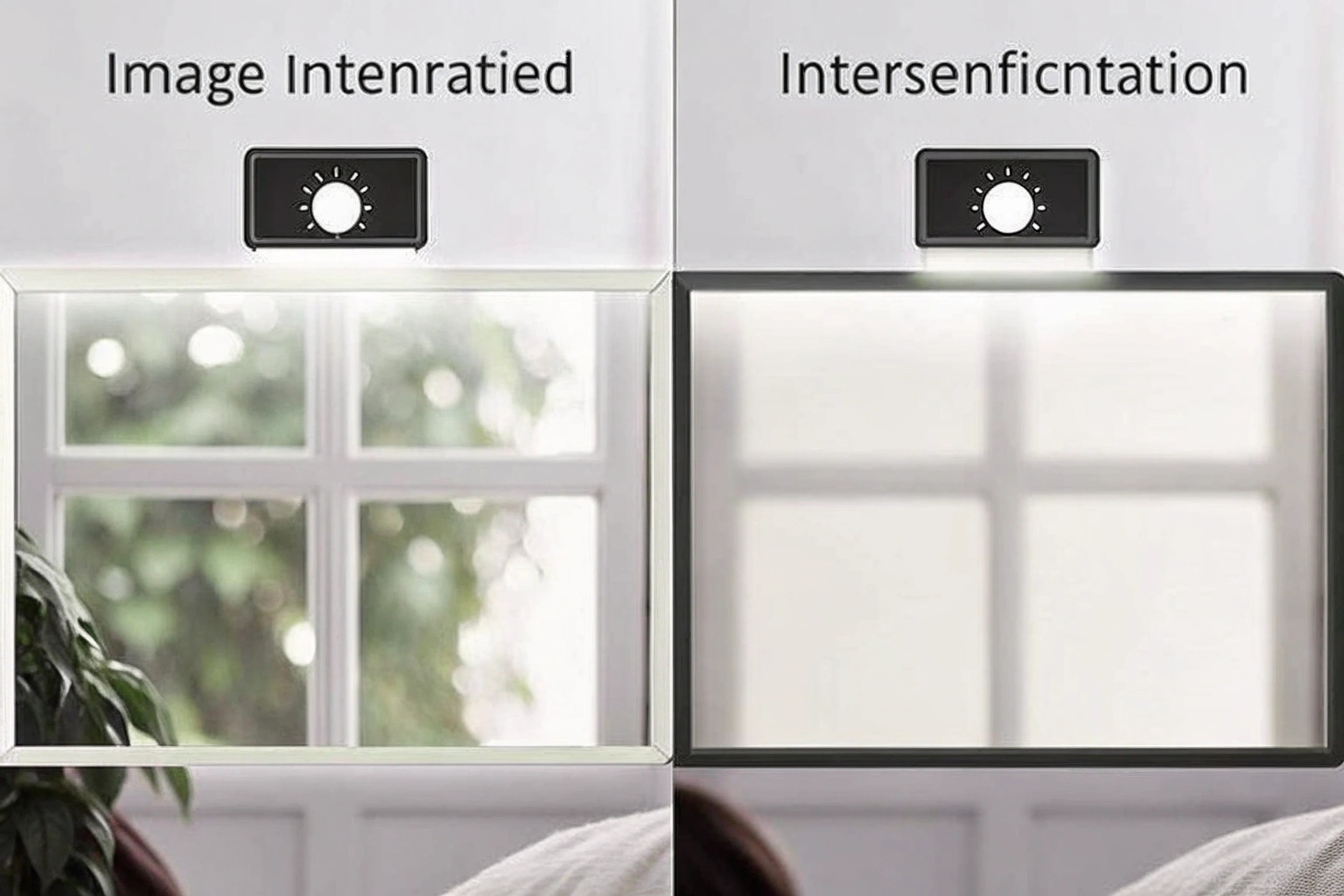 A split image showing the difference between old green night vision and modern black and white IR