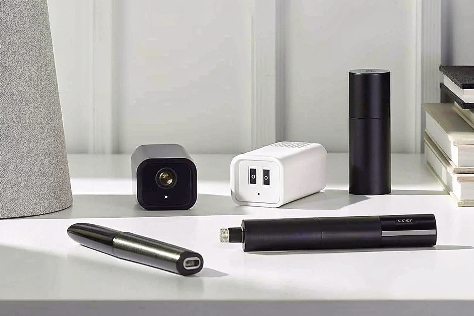 Une collection de caméras cachées diverses, dont une horloge, un chargeur USB et un stylo.