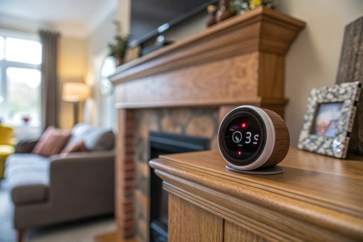Un premier piano avec une caméra qui passe à l'horloge élégante sur une mensola du chemin dans un saut bien arrêté