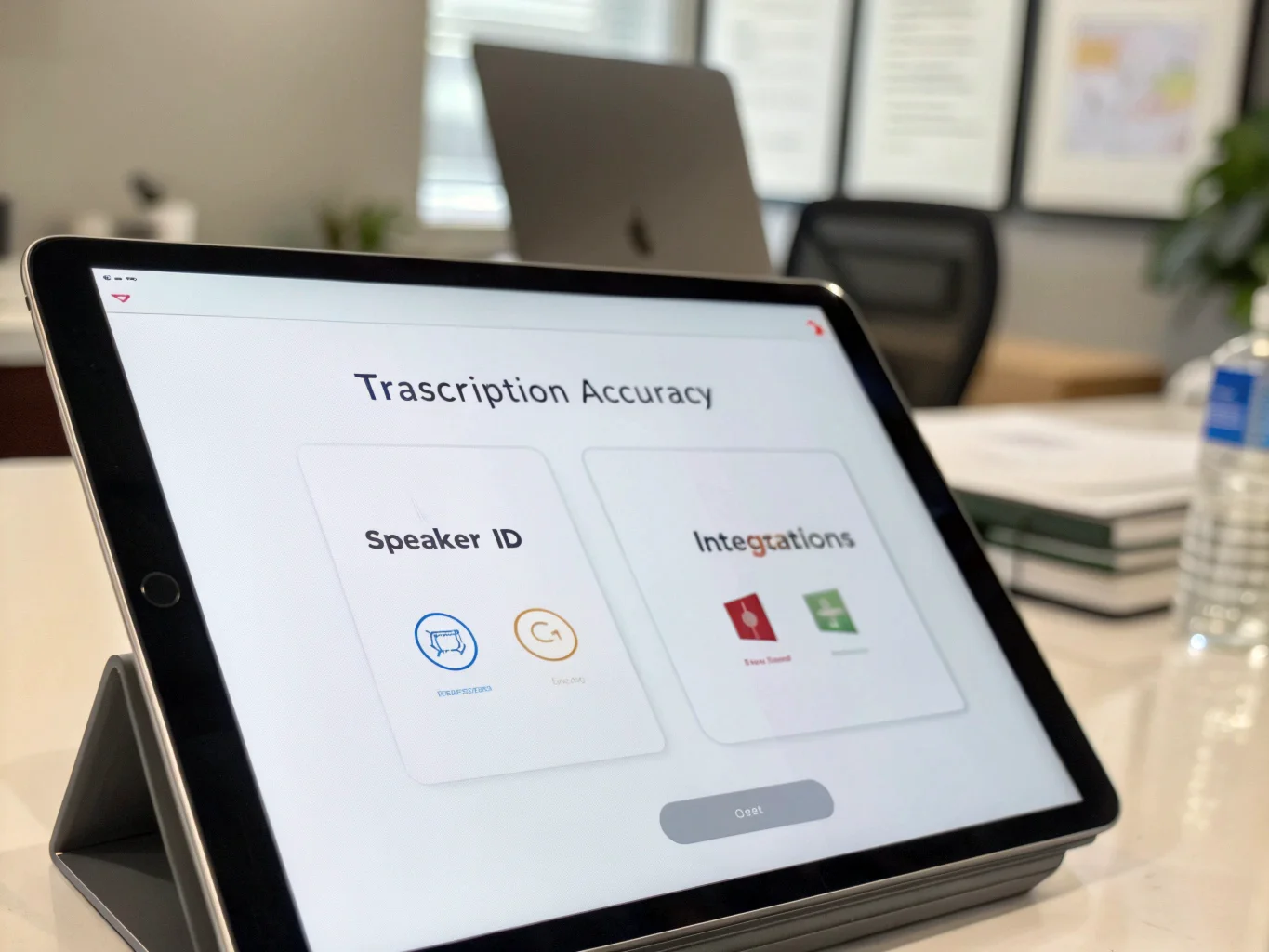 Un tableau comparatif sur l'écran d'une tablette présentant les fonctionnalités de différentes applications de prise de notes par IA.