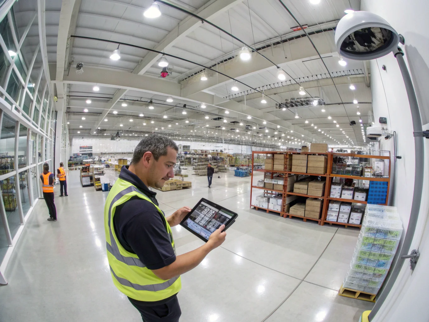 Un environnement professionnel avec plusieurs caméras de sécurité discrètement installées