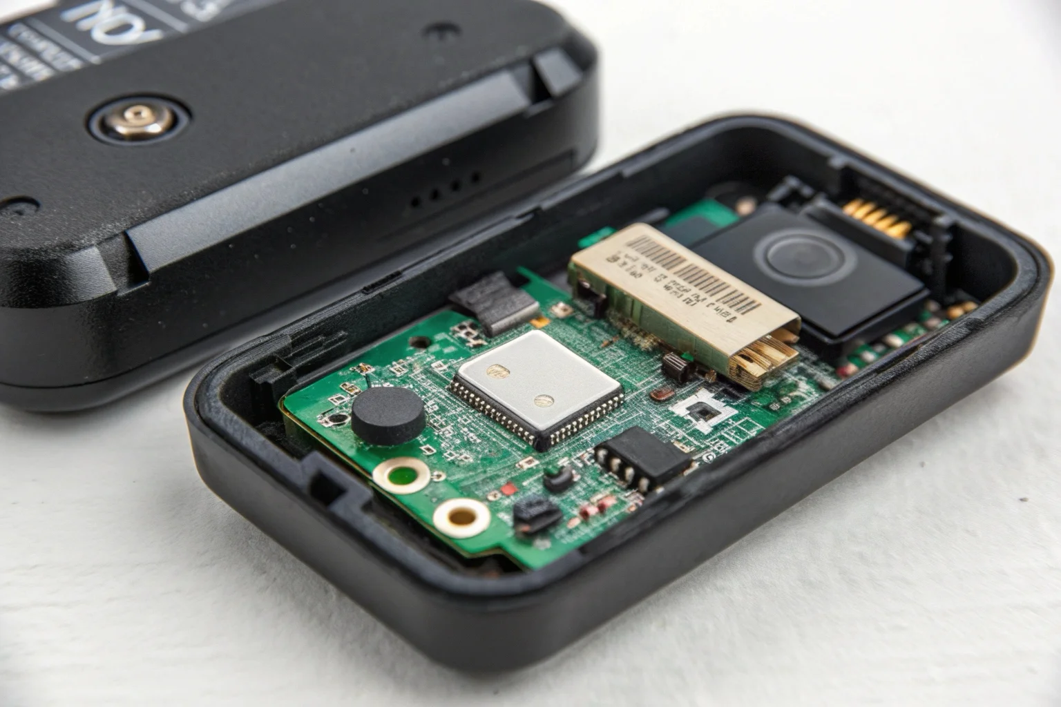 Gros plan sur les composants internes d'un dispositif de suivi GPS moderne
