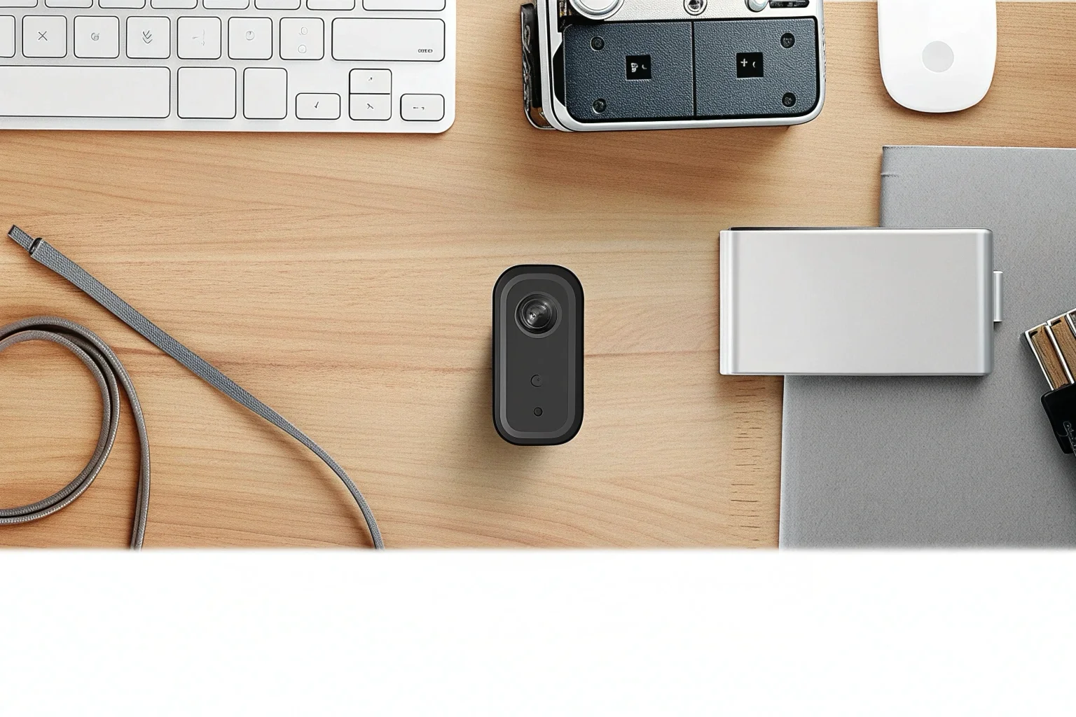 Un collage qui montre diverses options d'alimentation pour caméra de sécurité, avec une banque d'alimentation, une batterie de secours et une batterie.