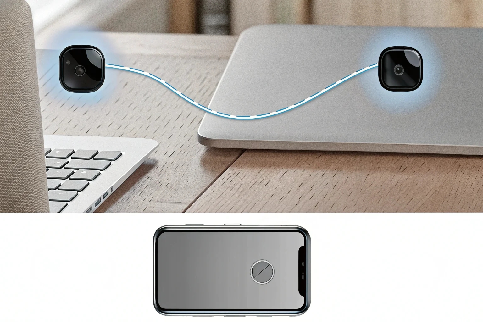 Une image montrant un signal Wi-Fi stable et une icône d'enregistrement vidéo continue et sans interruption