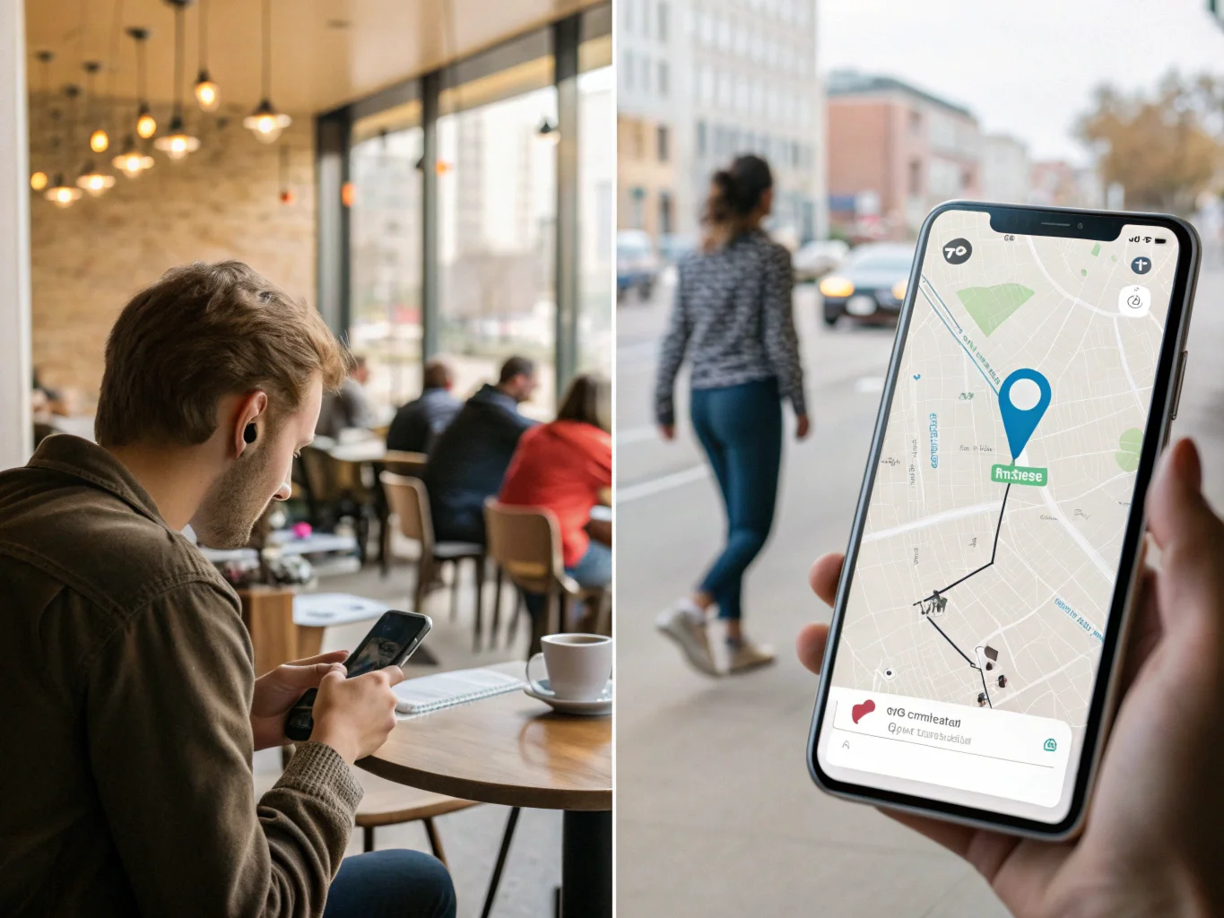 Uno schermo di smartphone che mostra una mappa con l'icona della posizione di un animale domestico lontano dall'icona della posizione dell'utente