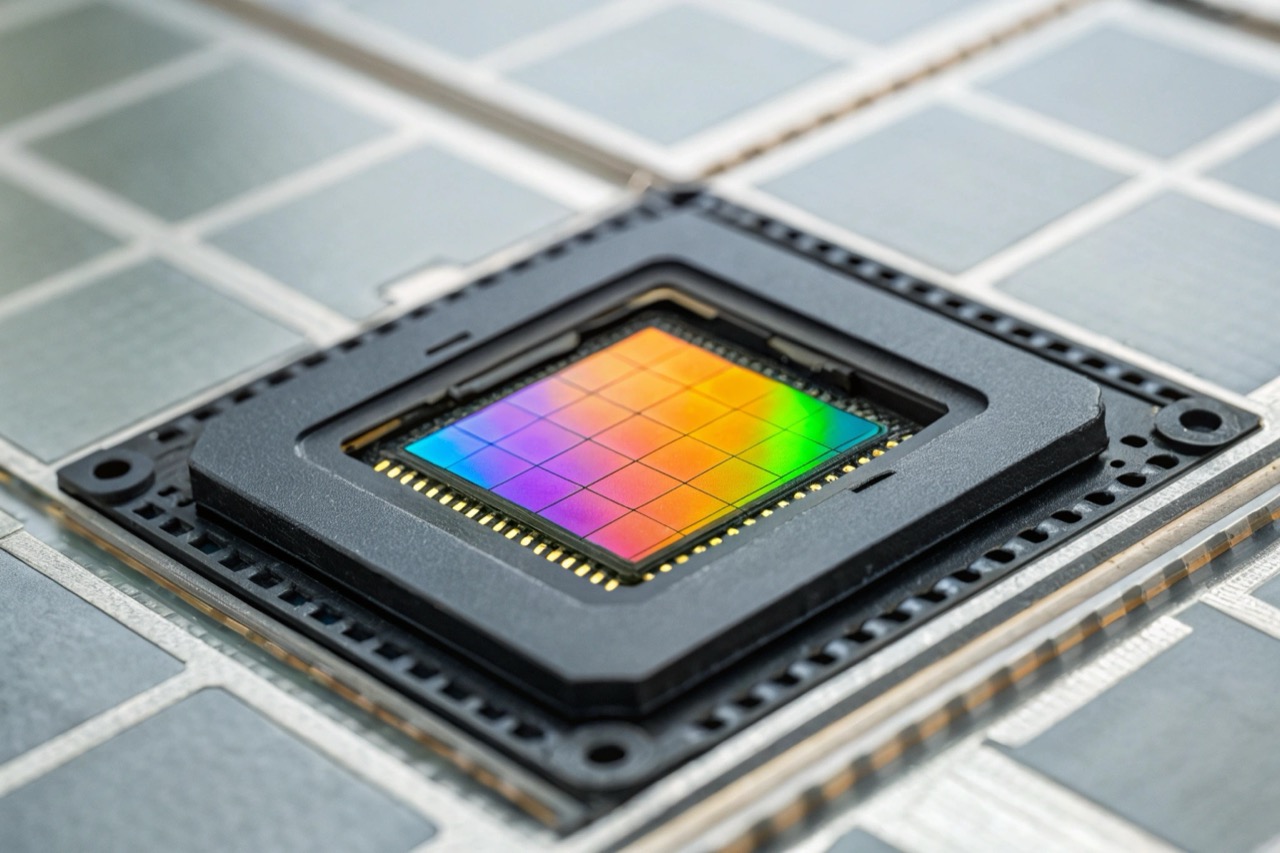 Macro shot of a high quality camera lens sensor