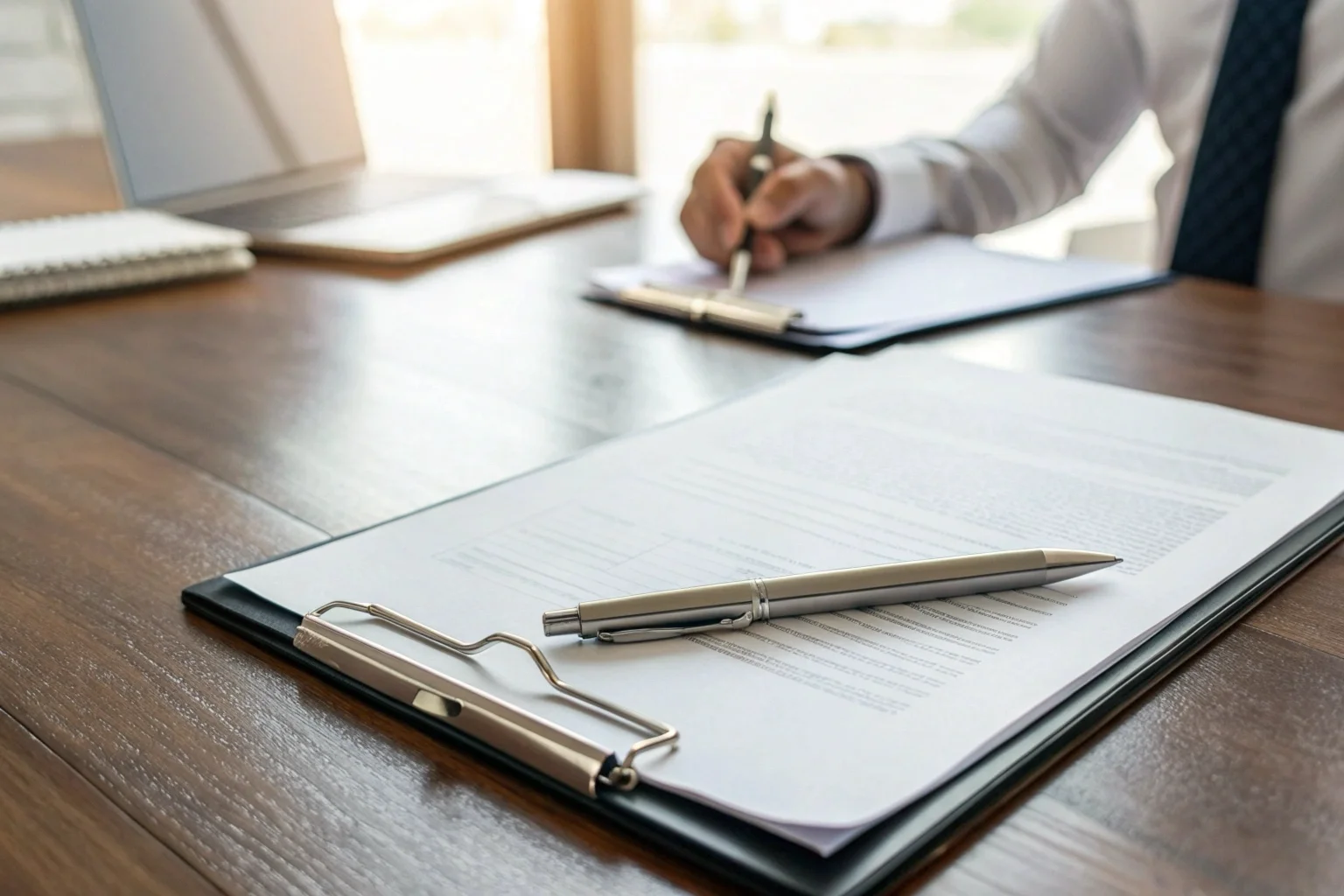 Shipping documents and customs declaration forms on a desk