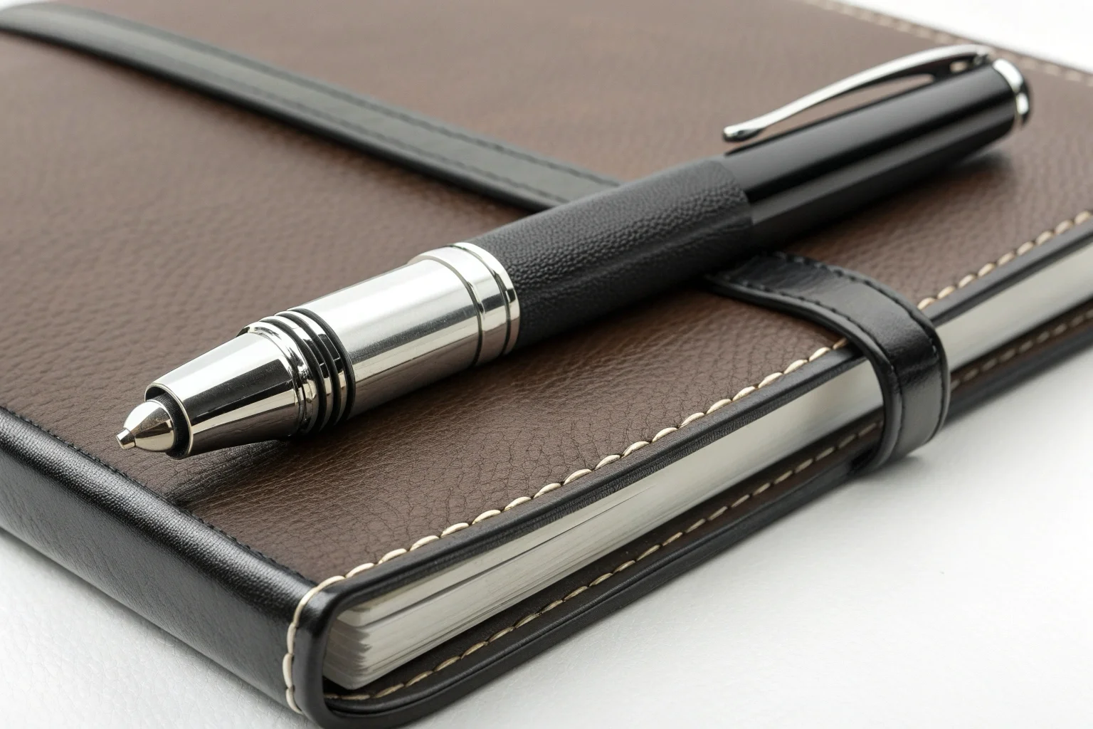 Discreet pen voice recorder on a desk