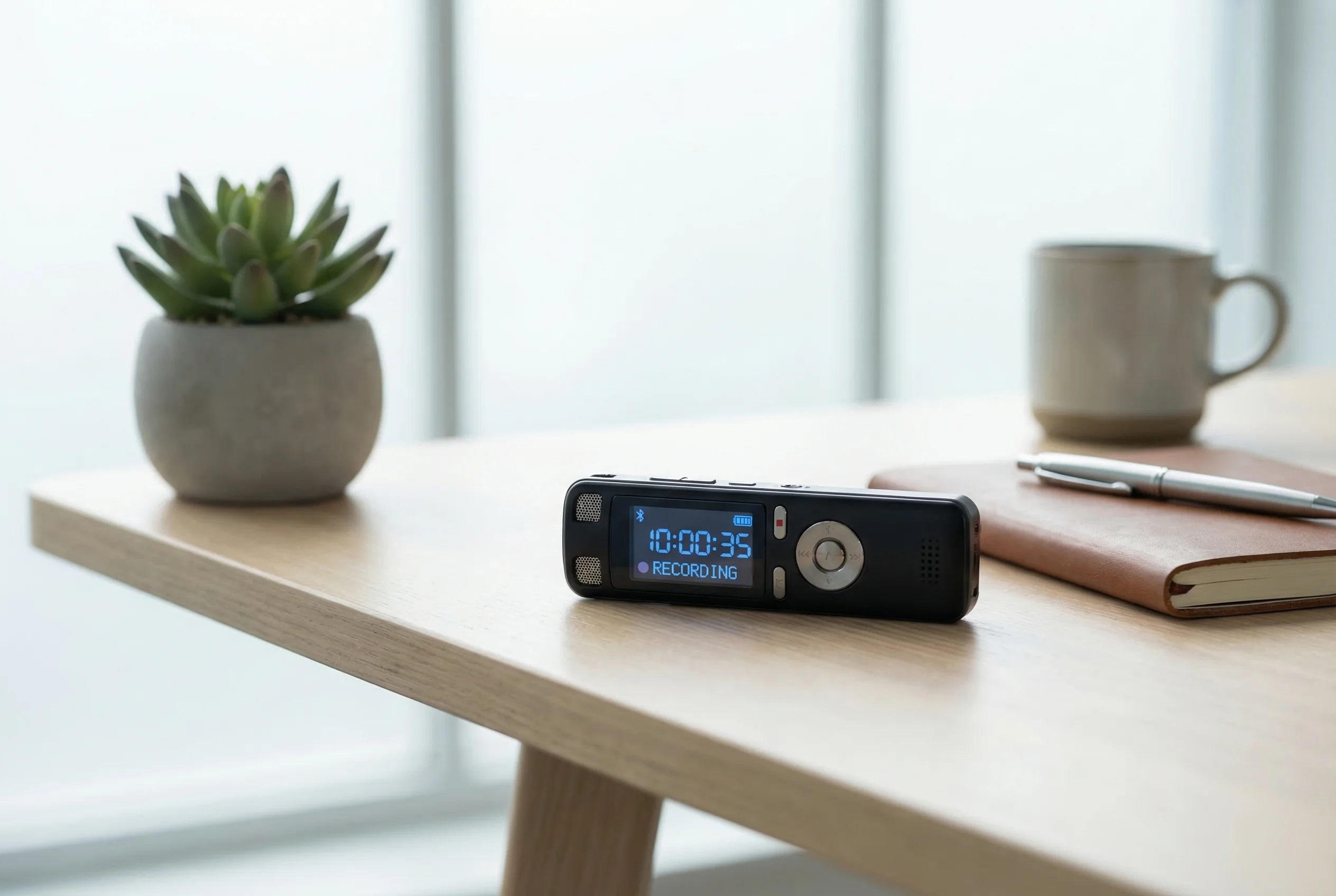 Professional enterprise voice recorder on an office desk