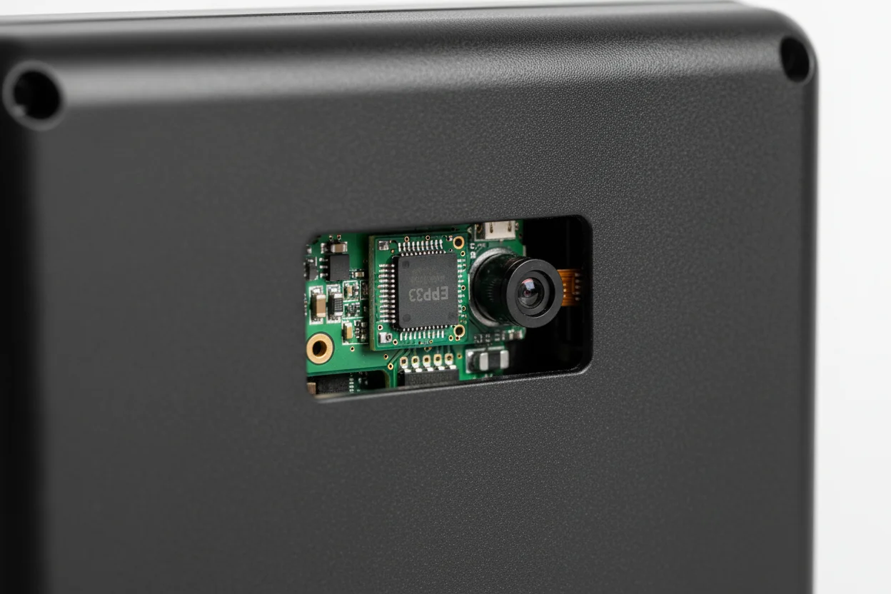 Dettaglio dell'orologio spia con modulo Wi-Fi nascosto nel retro