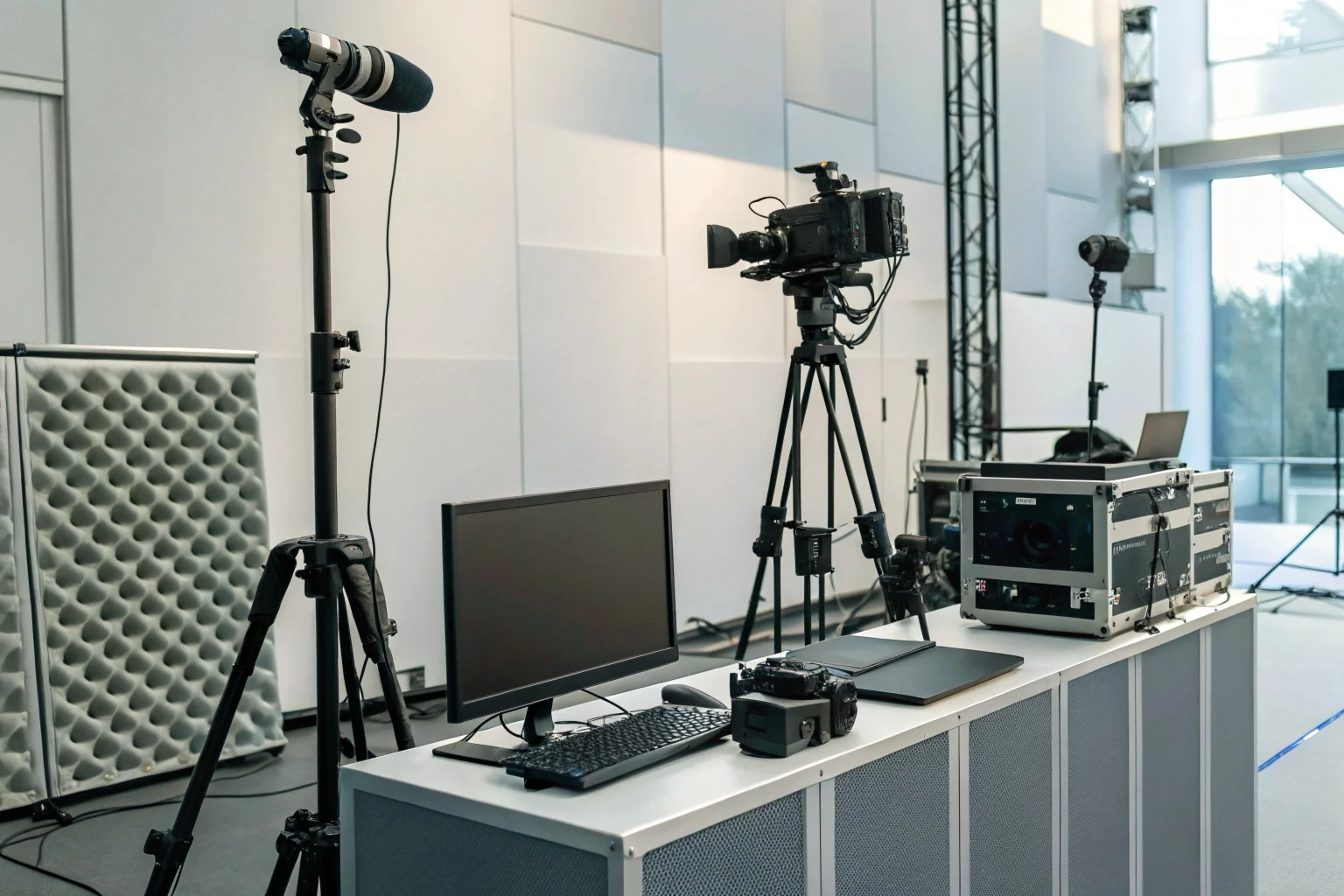 High-end B2B voice recorder next to a laptop