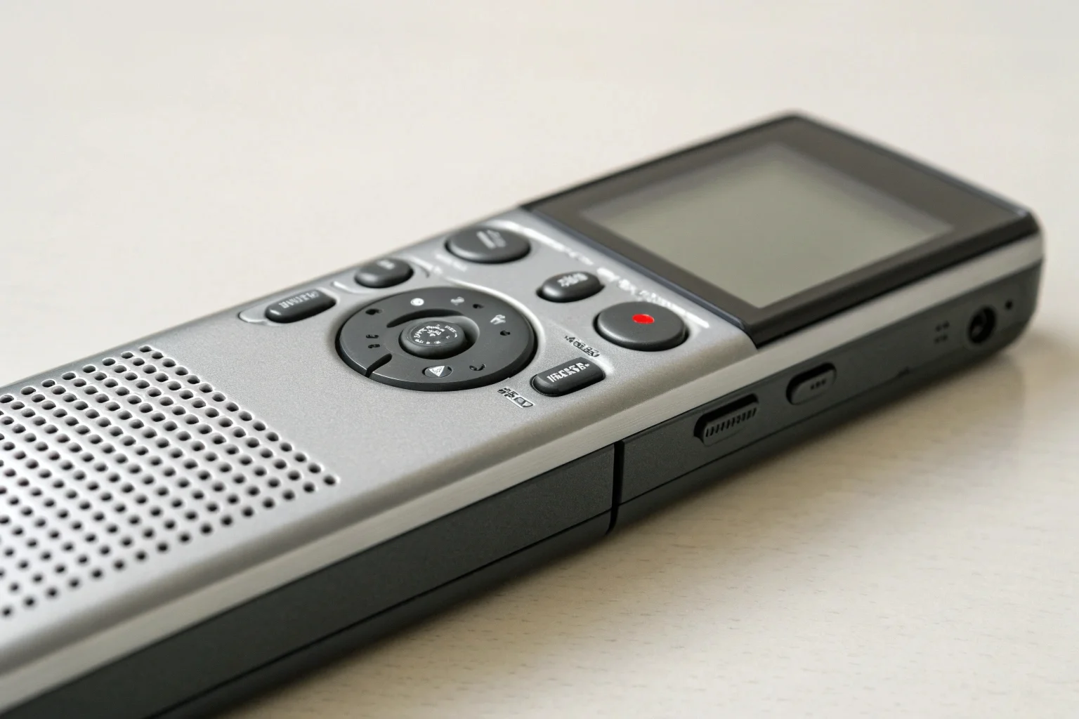 Martelletto da giudice accanto a un registratore vocale digitale