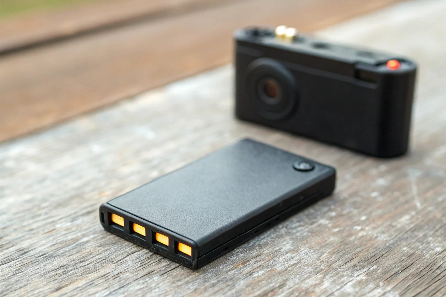 Internal components of a mini security camera showing the battery size limitation