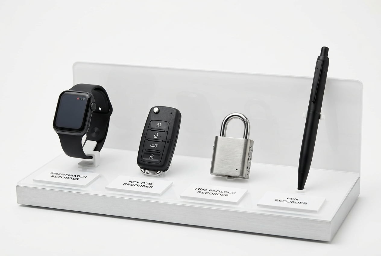 Popular smartwatch and keychain voice recorders on display