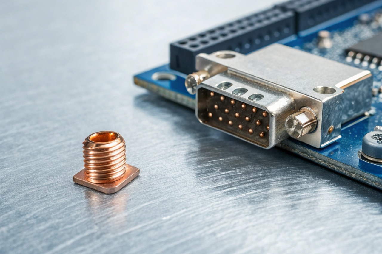 Close up of a heavy duty wired security camera connection port next to a highly discreet wireless module camera