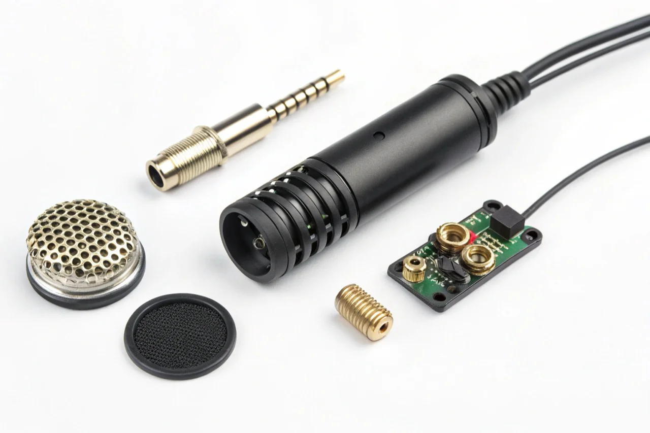 Componenti interni e sensori di un microfono spia