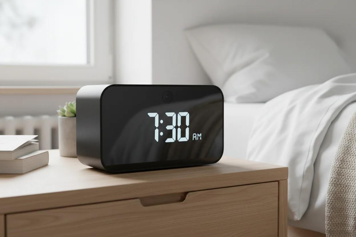 Modulo telecamera WiFi Tuya nascosto in un orologio digitale