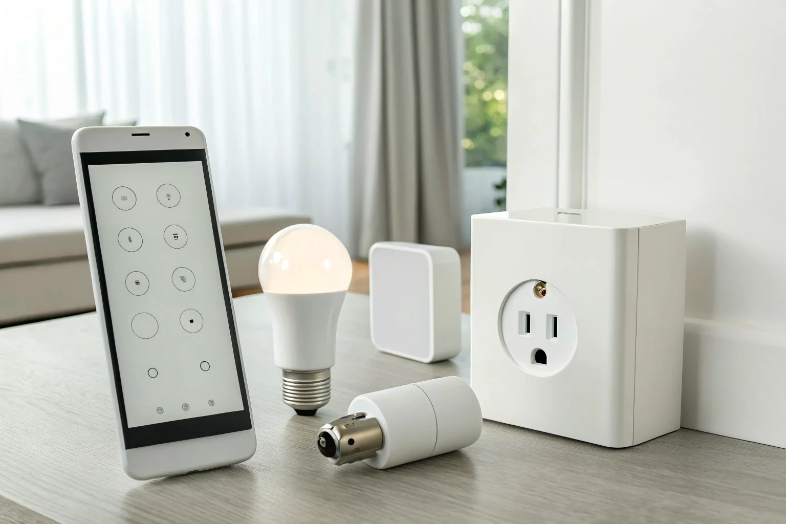 Smartphone displaying a stable Tuya smart home app interface connected to a high-res camera