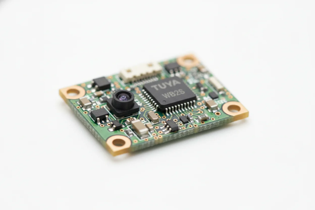 Miniature hidden camera module with Tuya chip on a circuit board