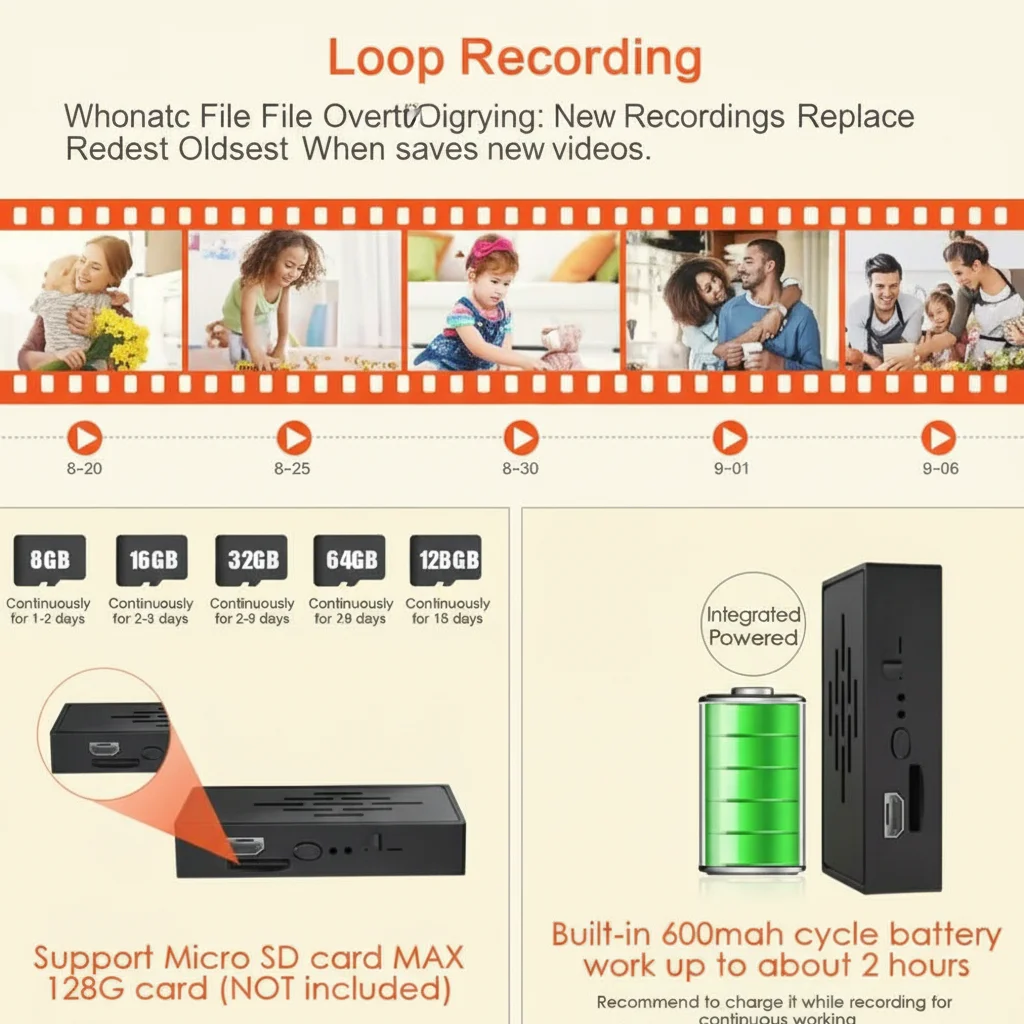Covert Camera Module Loop Recording Motion Activated Mode