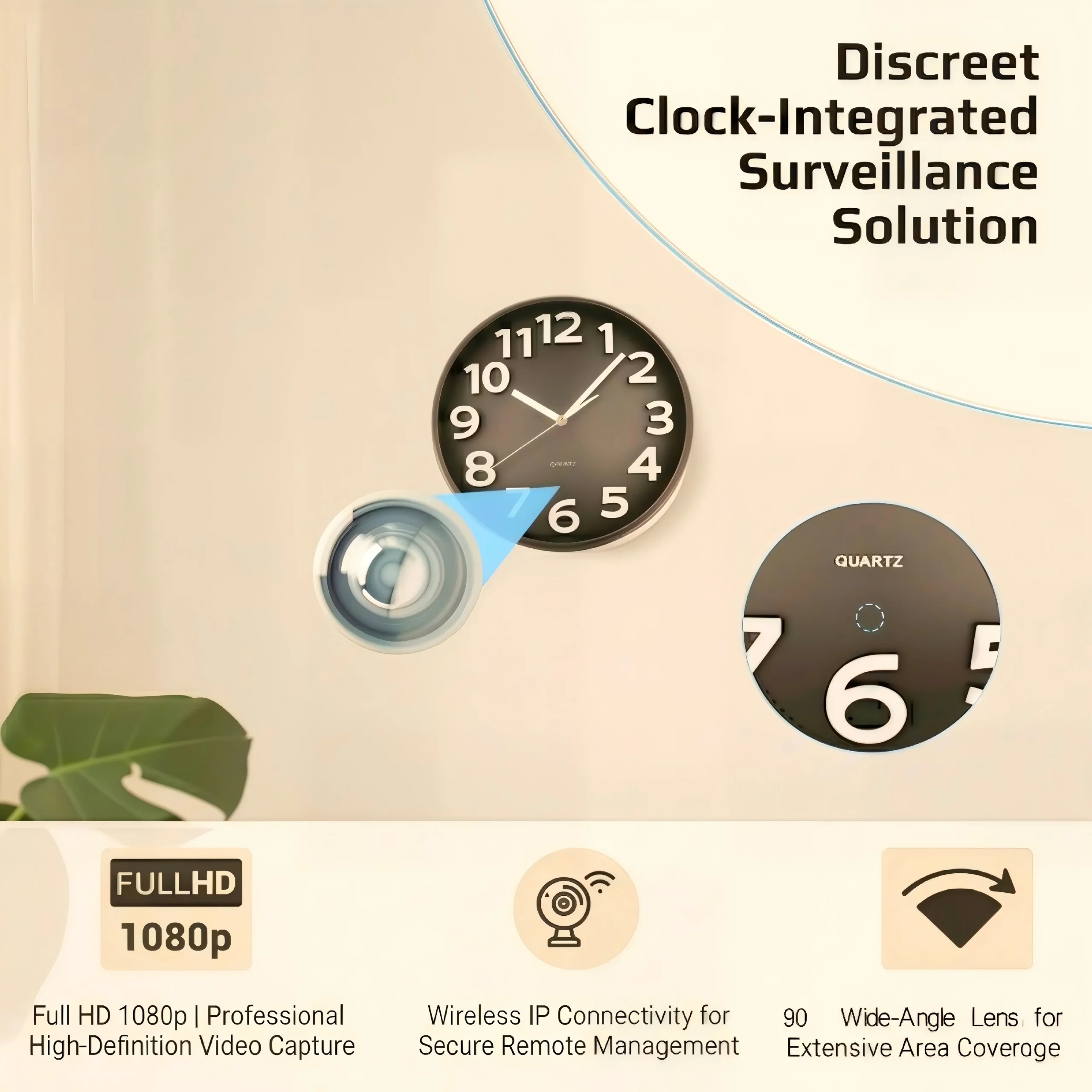 Discreet Surveillance Clock Camera Wide Angle