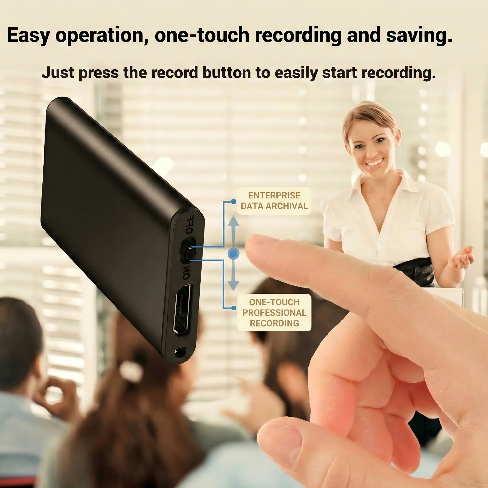 One touch operation mini voice recorder easy recording saving